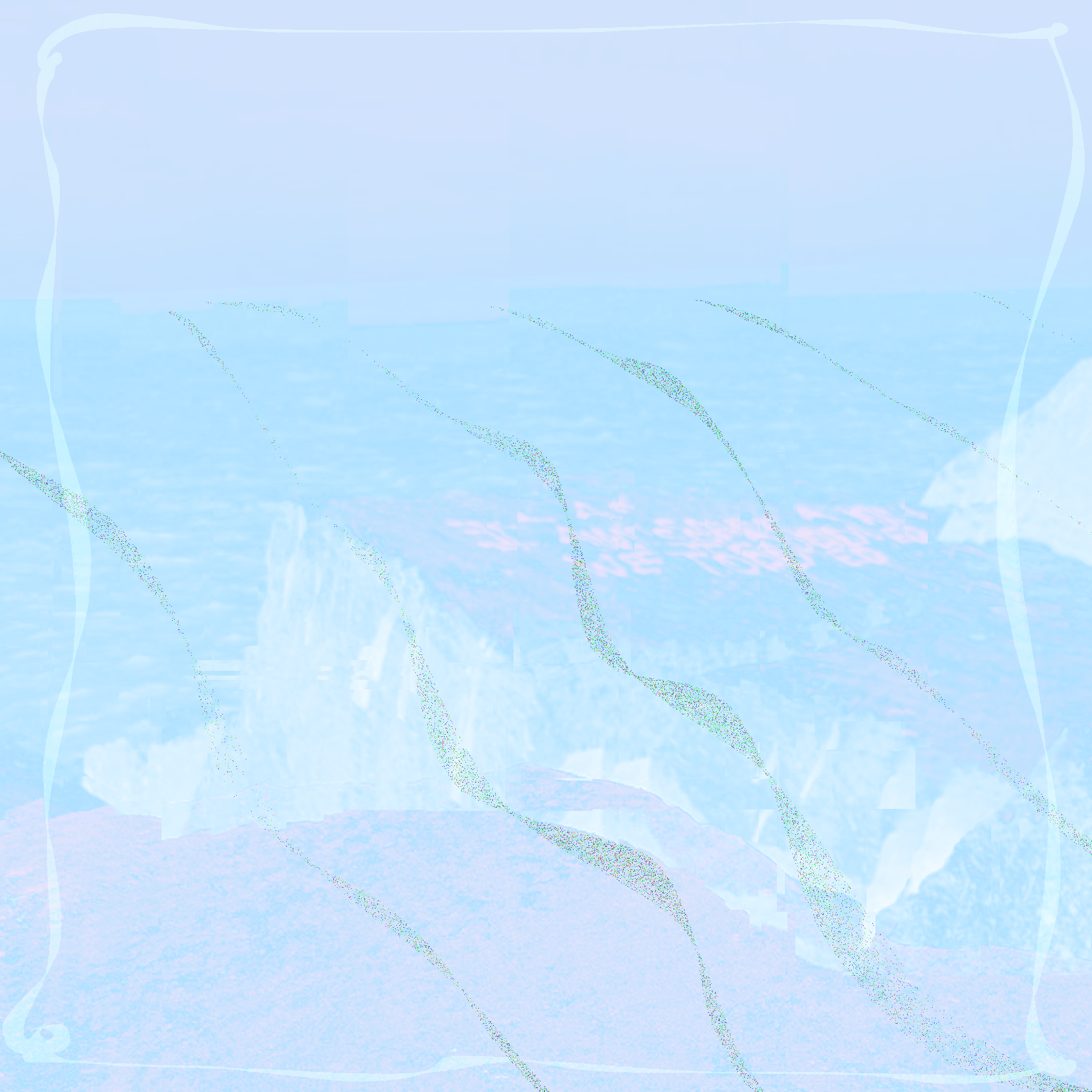 an abstract canvas digital painting that looks like mountains and a blue sky.